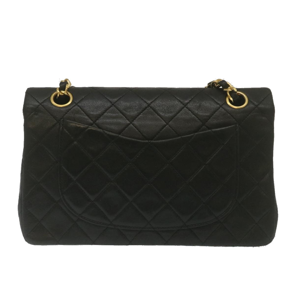 CHANEL Classic Matelasse 23 Chain Flap Shoulder Bag Lamb Skin Black Auth lt398A
