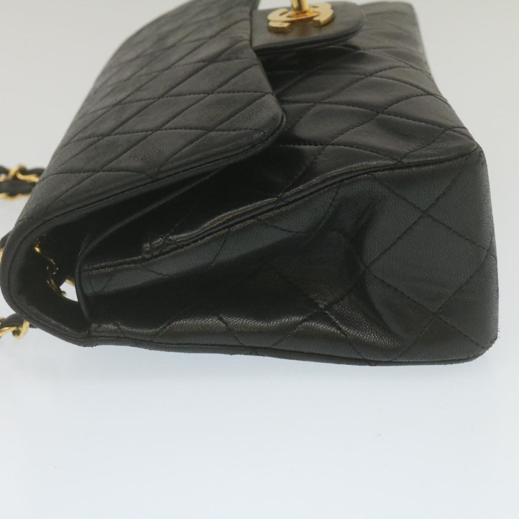 CHANEL Classic Matelasse 23 Chain Flap Shoulder Bag Lamb Skin Black Auth lt398A