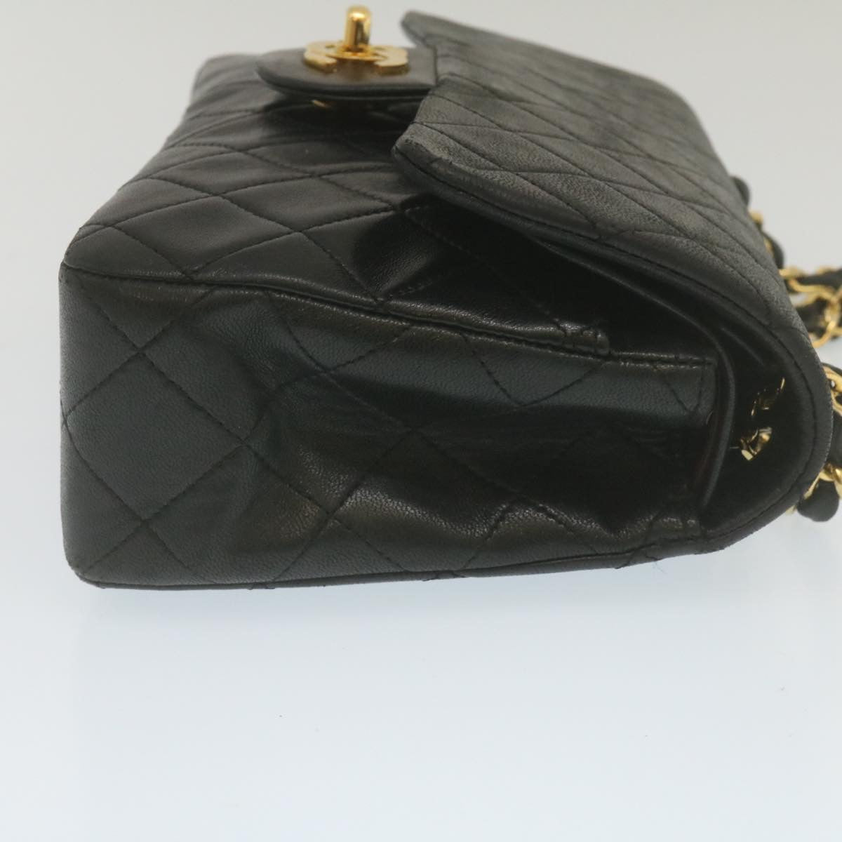 CHANEL Classic Matelasse 23 Chain Flap Shoulder Bag Lamb Skin Black Auth lt398A