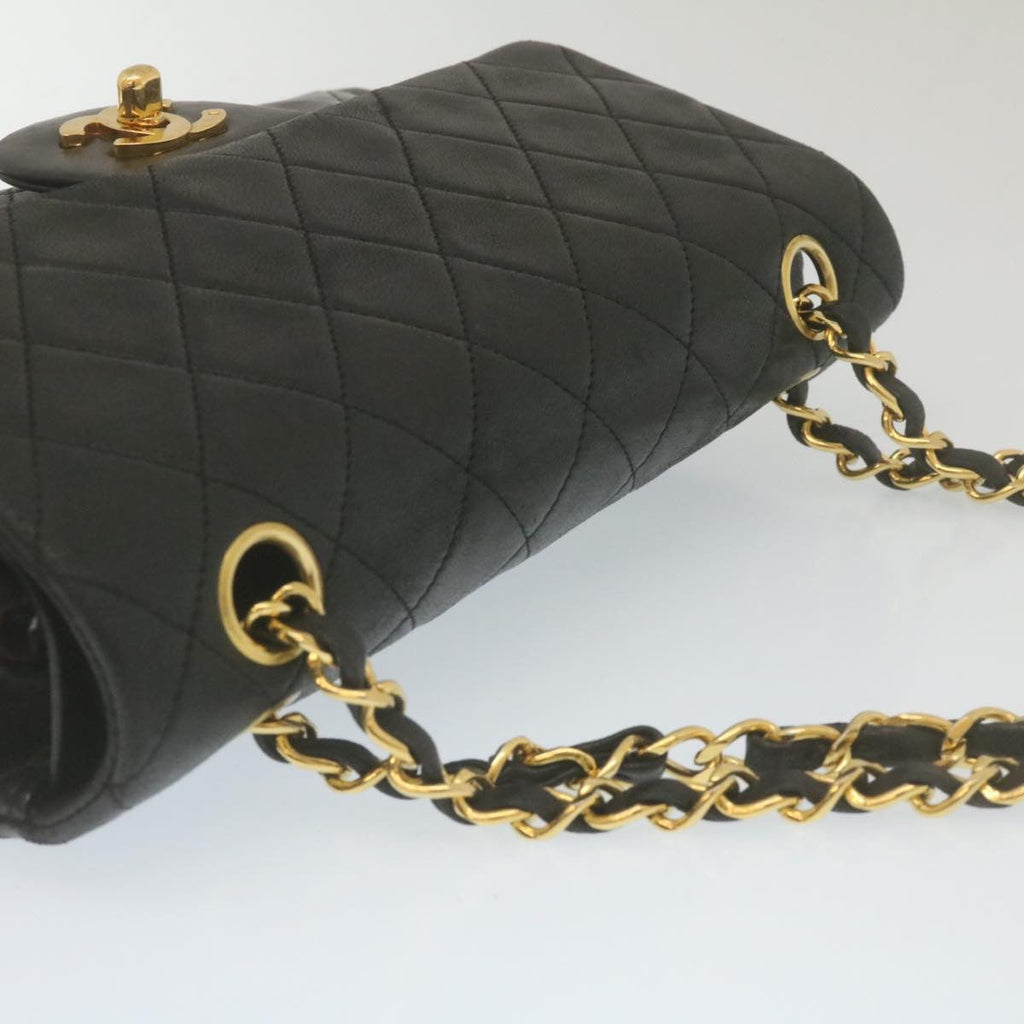 CHANEL Classic Matelasse 23 Chain Flap Shoulder Bag Lamb Skin Black Auth lt398A