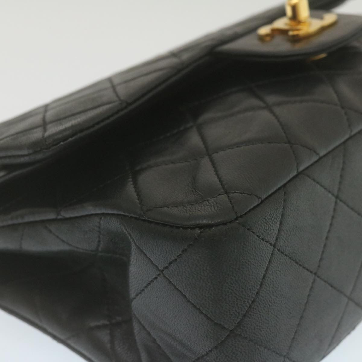 CHANEL Classic Matelasse 23 Chain Flap Shoulder Bag Lamb Skin Black Auth lt398A