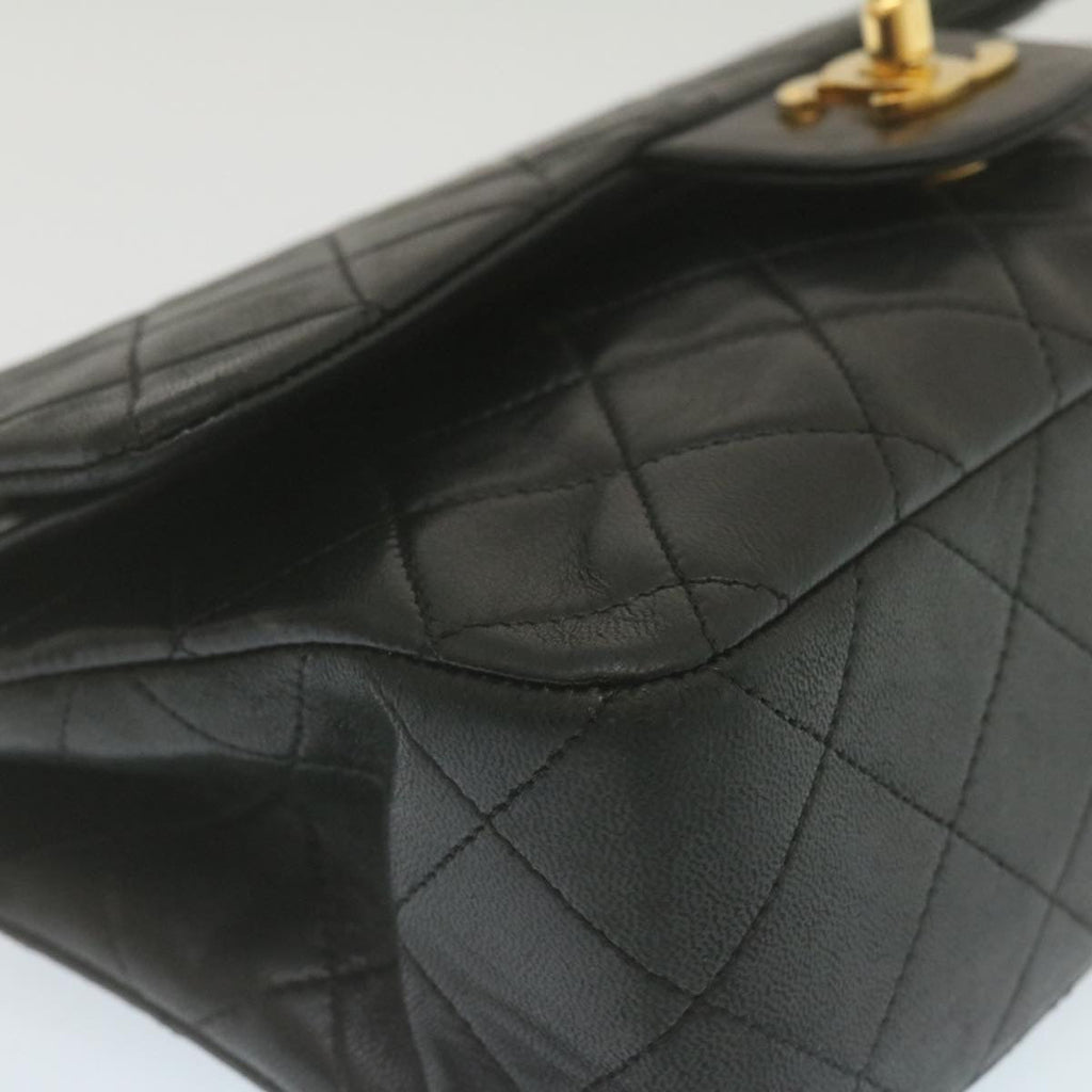 CHANEL Classic Matelasse 23 Chain Flap Shoulder Bag Lamb Skin Black  lt398A