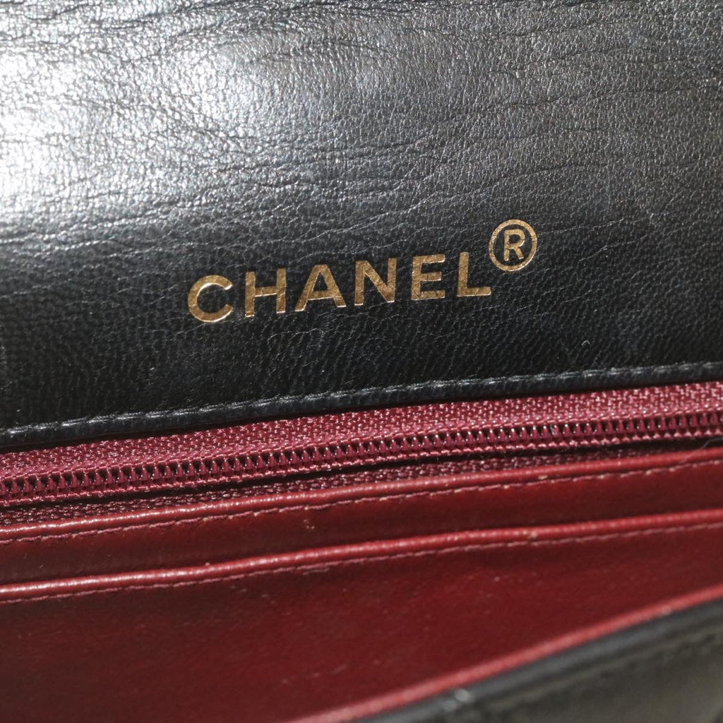 CHANEL Matelasse Turn Lock Diana Chain Shoulder Bag Lamb Skin Black  lt403A