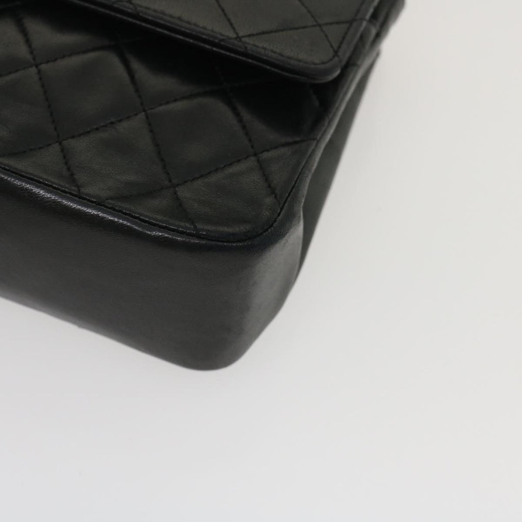 CHANEL Matelasse25 Chain Double Flap Shoulder Bag Lamb Skin Black CC  lt425A