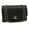 CHANEL Classic Matelasse 25 Chain Flap Shoulder Bag Lamb Skin Black Auth lt448A
