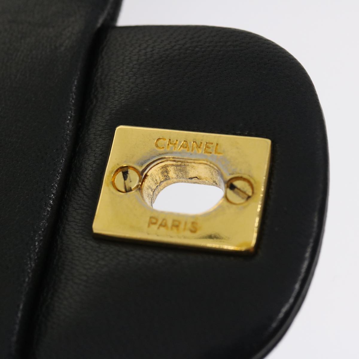 CHANEL Classic Matelasse 25 Chain Flap Shoulder Bag Lamb Skin Black Auth lt448A