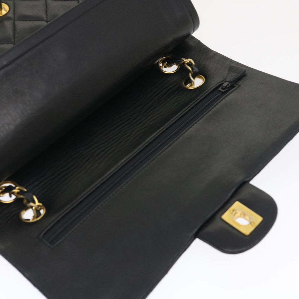 CHANEL Classic Matelasse 25 Chain Flap Shoulder Bag Lamb Skin Black Auth lt448A