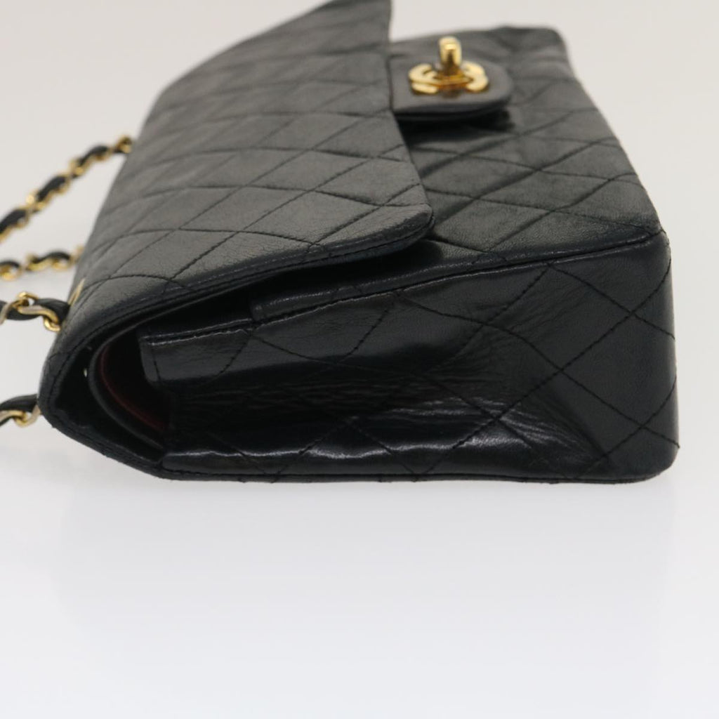 CHANEL Classic Matelasse 25 Chain Flap Shoulder Bag Lamb Skin Black Auth lt448A
