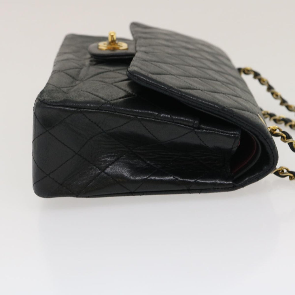 CHANEL Classic Matelasse 25 Chain Flap Shoulder Bag Lamb Skin Black Auth lt448A