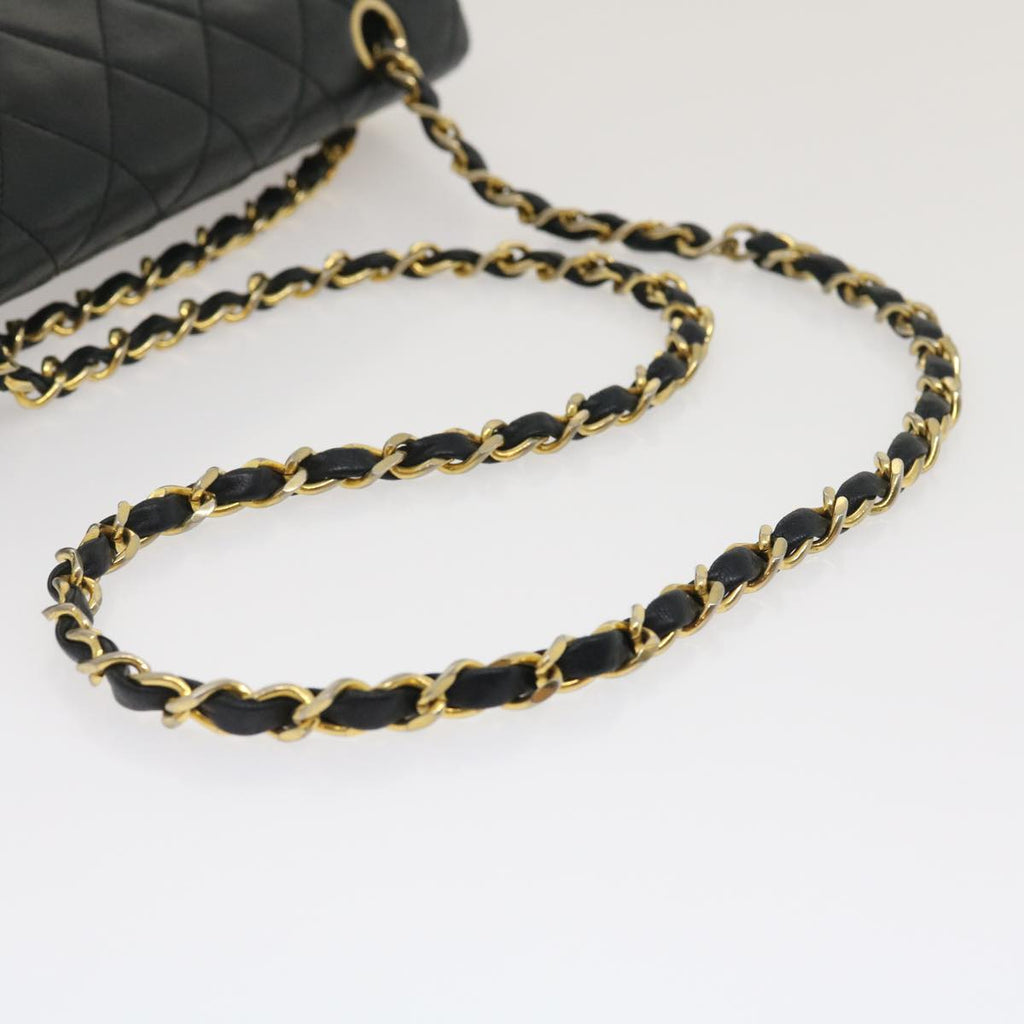 CHANEL Classic Matelasse 25 Chain Flap Shoulder Bag Lamb Skin Black Auth lt448A