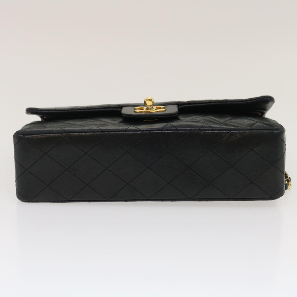 CHANEL Classic Matelasse 25 Chain Flap Shoulder Bag Lamb Skin Black  lt448A