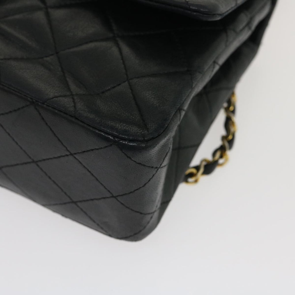 CHANEL Classic Matelasse 25 Chain Flap Shoulder Bag Lamb Skin Black  lt448A