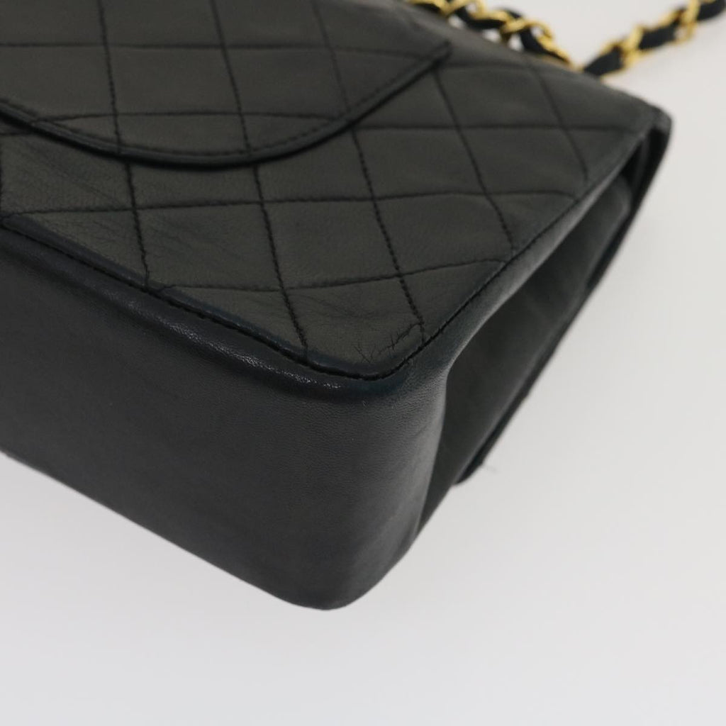 CHANEL Classic Matelasse 25 Chain Flap Shoulder Bag Lamb Skin Black Auth lt449A