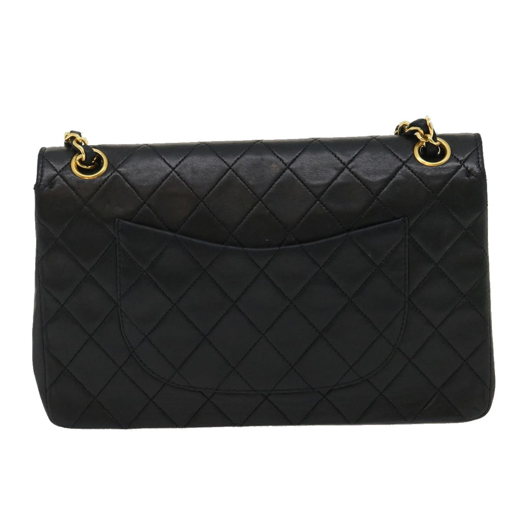 CHANEL Classic Matelasse 25 Chain Flap Shoulder Bag Lamb Skin Black  lt449A