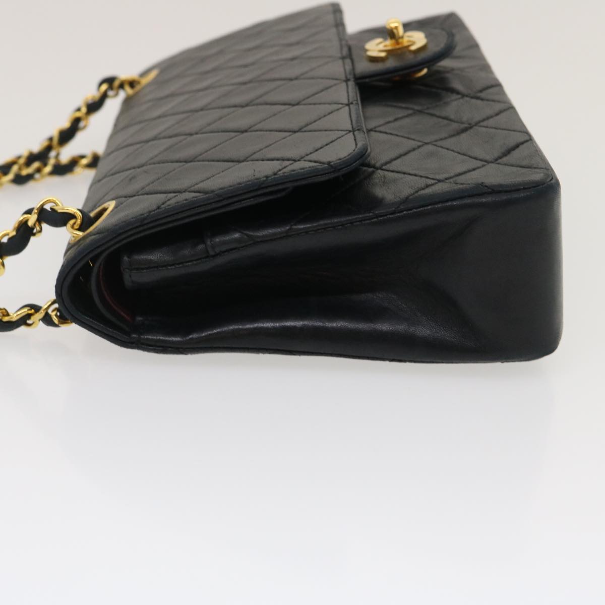 CHANEL Classic Matelasse 25 Chain Flap Shoulder Bag Lamb Skin Black Auth lt449A