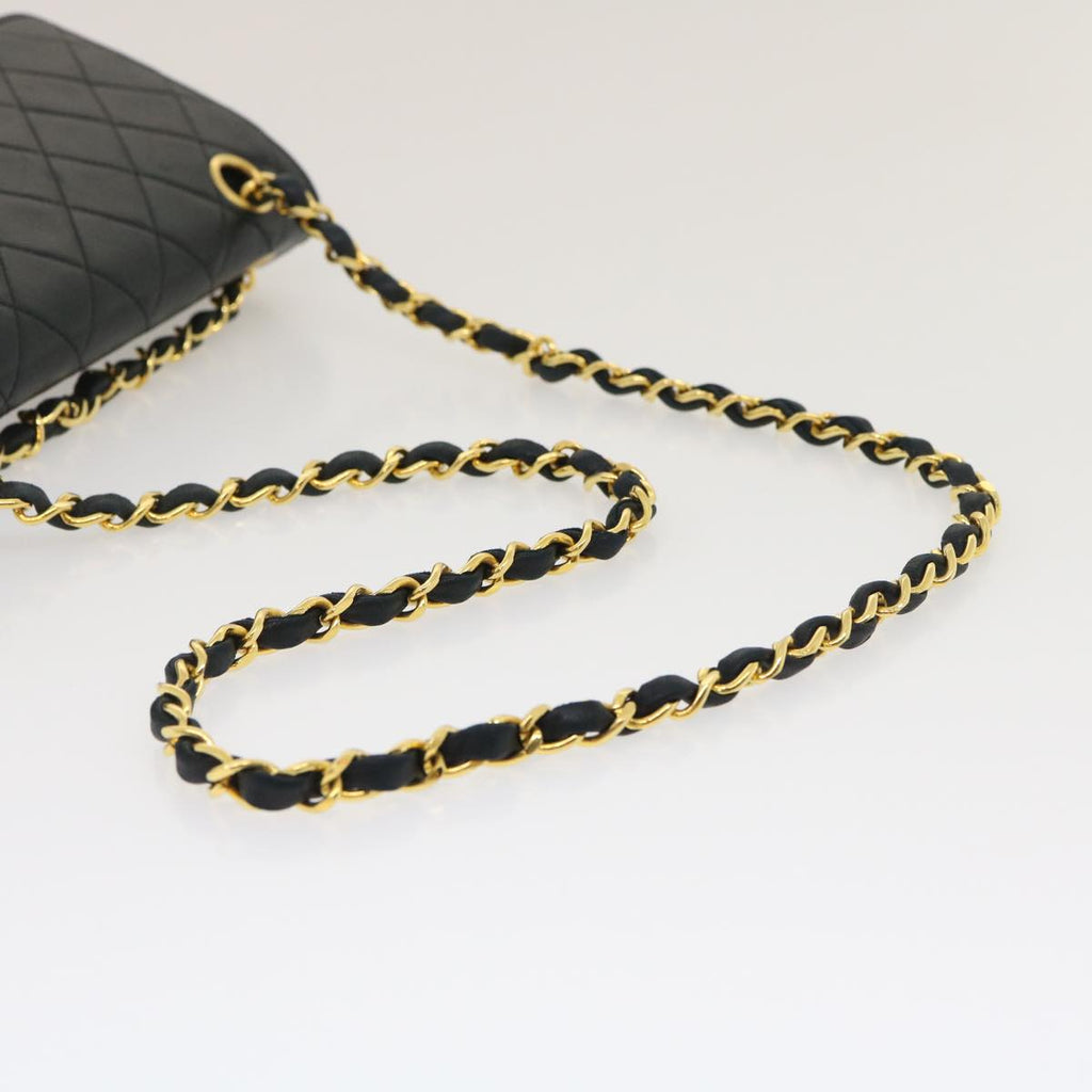 CHANEL Classic Matelasse 25 Chain Flap Shoulder Bag Lamb Skin Black Auth lt449A