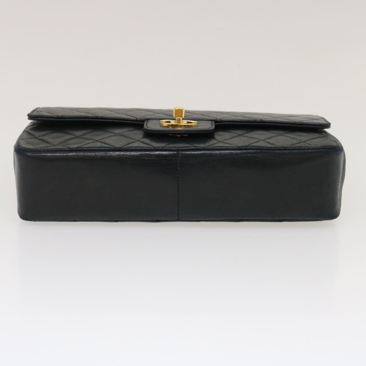 CHANEL Matelasse25 Double Chain Flap Shoulder Bag Lamb Skin Black CC Auth lt482A