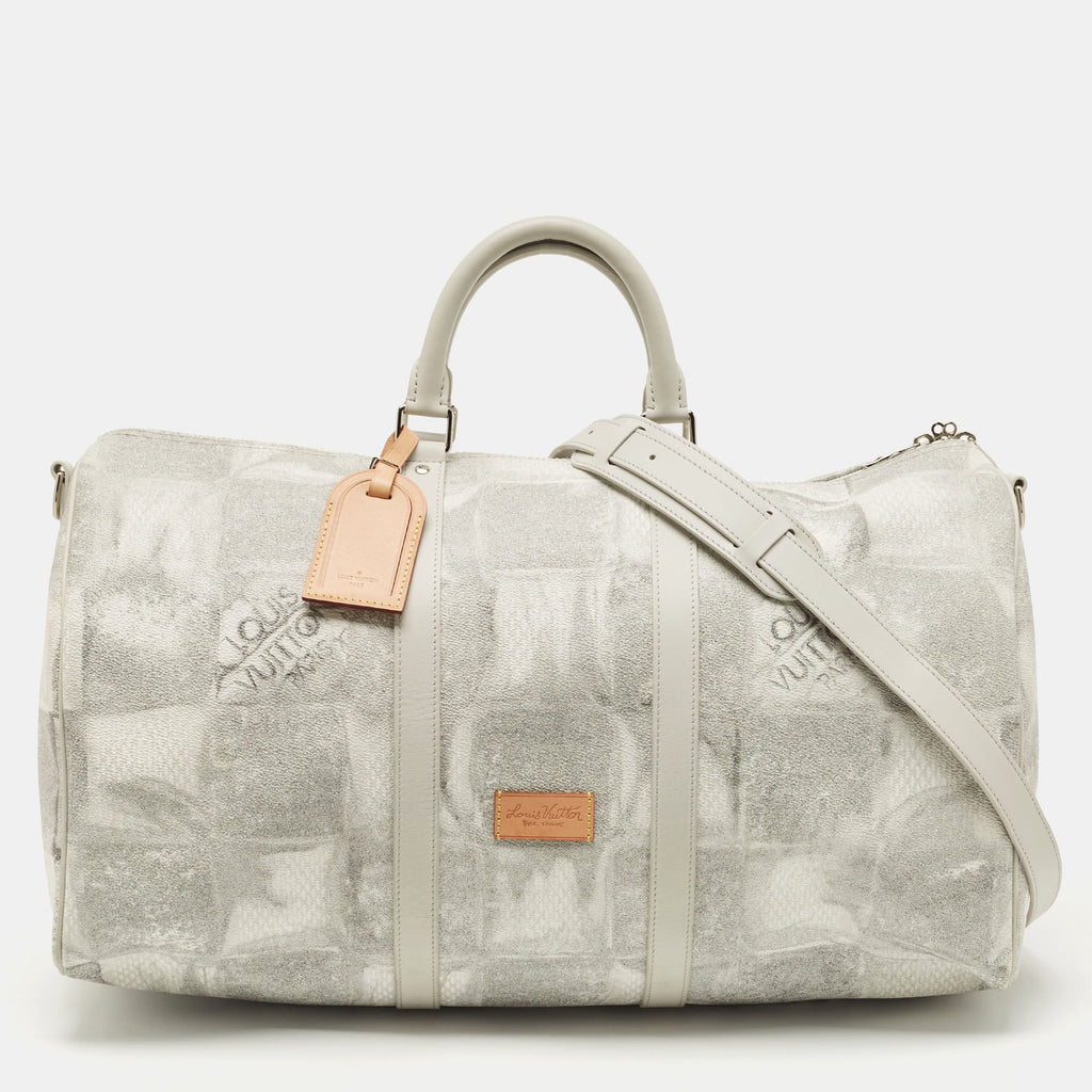 LOUIS VUITTON Damier Salt Canvas Keepall 50 Bandouliere Bag
