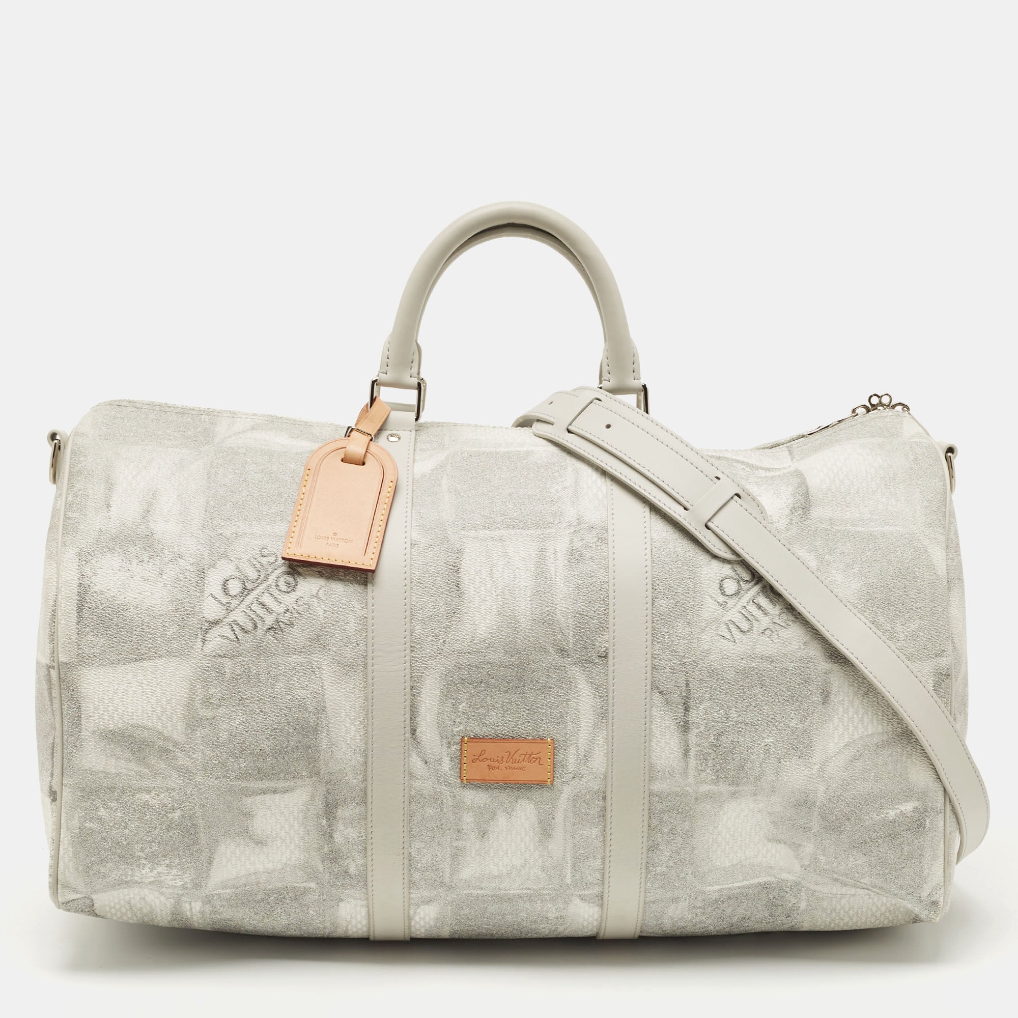 LOUIS VUITTON Damier Salt Canvas Keepall 50 Bandouliere Bag