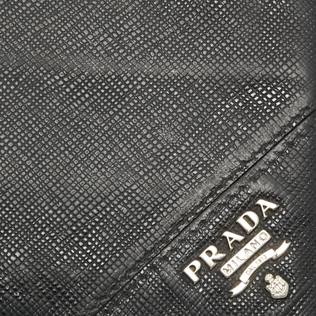 PRADA Saffiano Metal Leather Money Clip Bifold Wallet