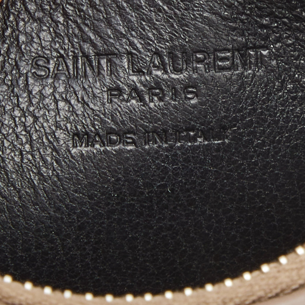 Saint Laurent Beige Leather Zip Card Case