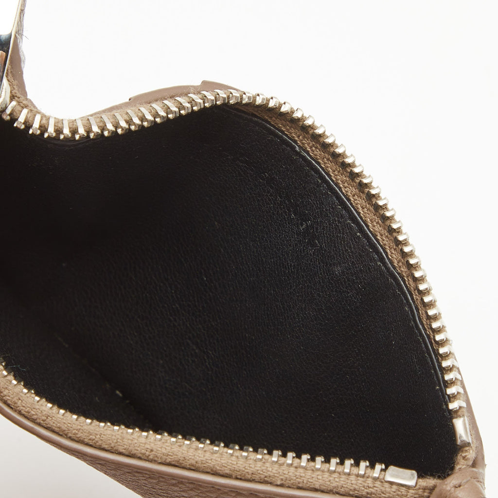 Saint Laurent Beige Leather Zip Card Case