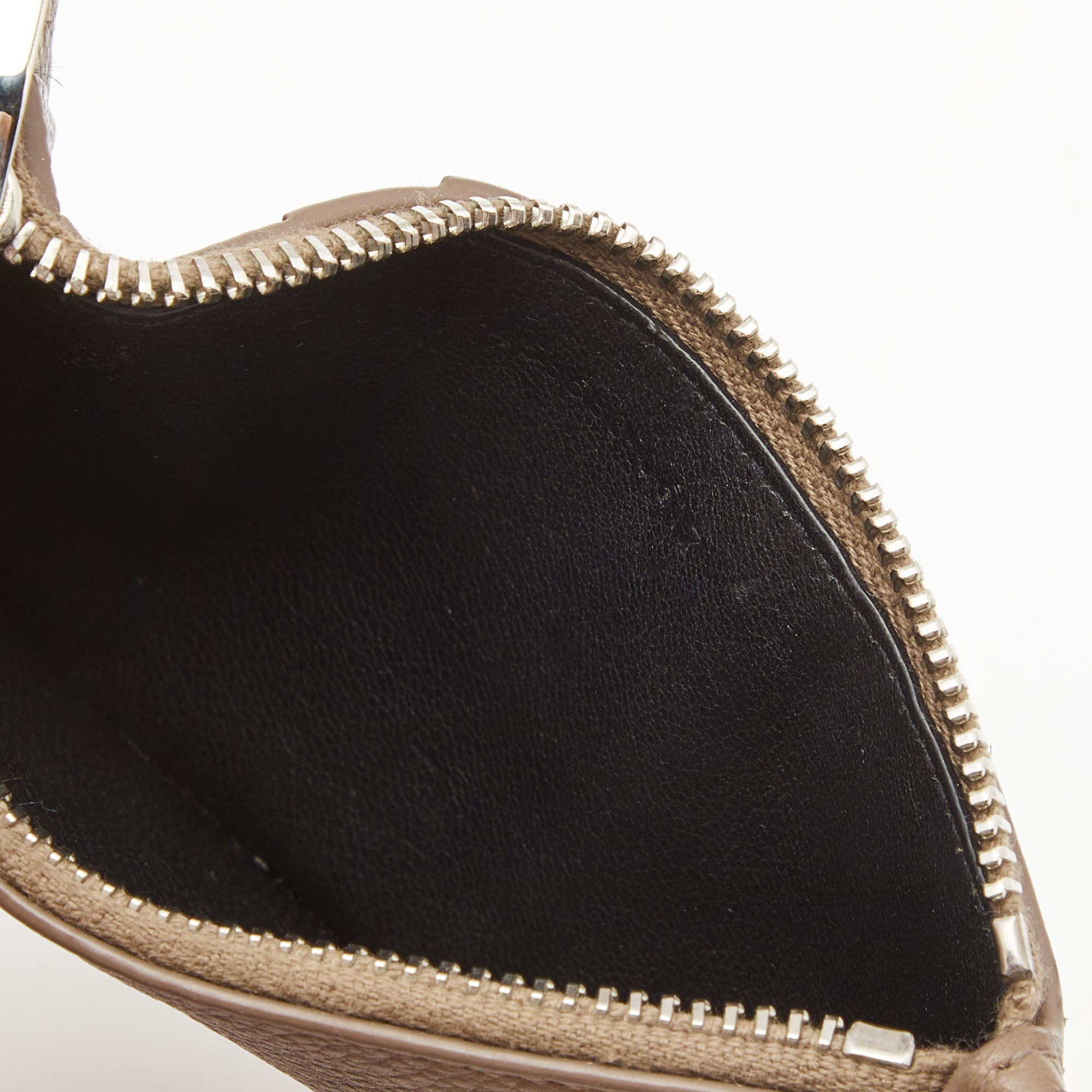 Saint Laurent Beige Leather Zip Card Case