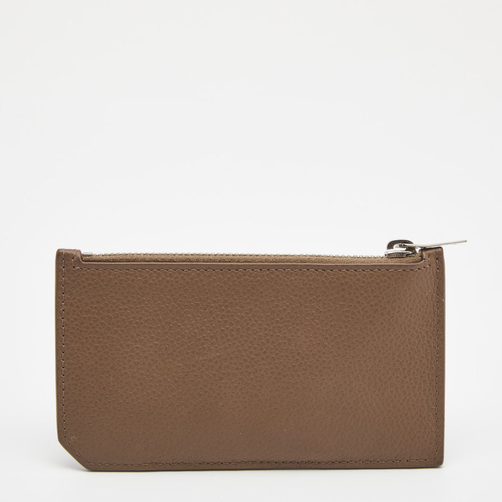Saint Laurent Beige Leather Zip Card Case