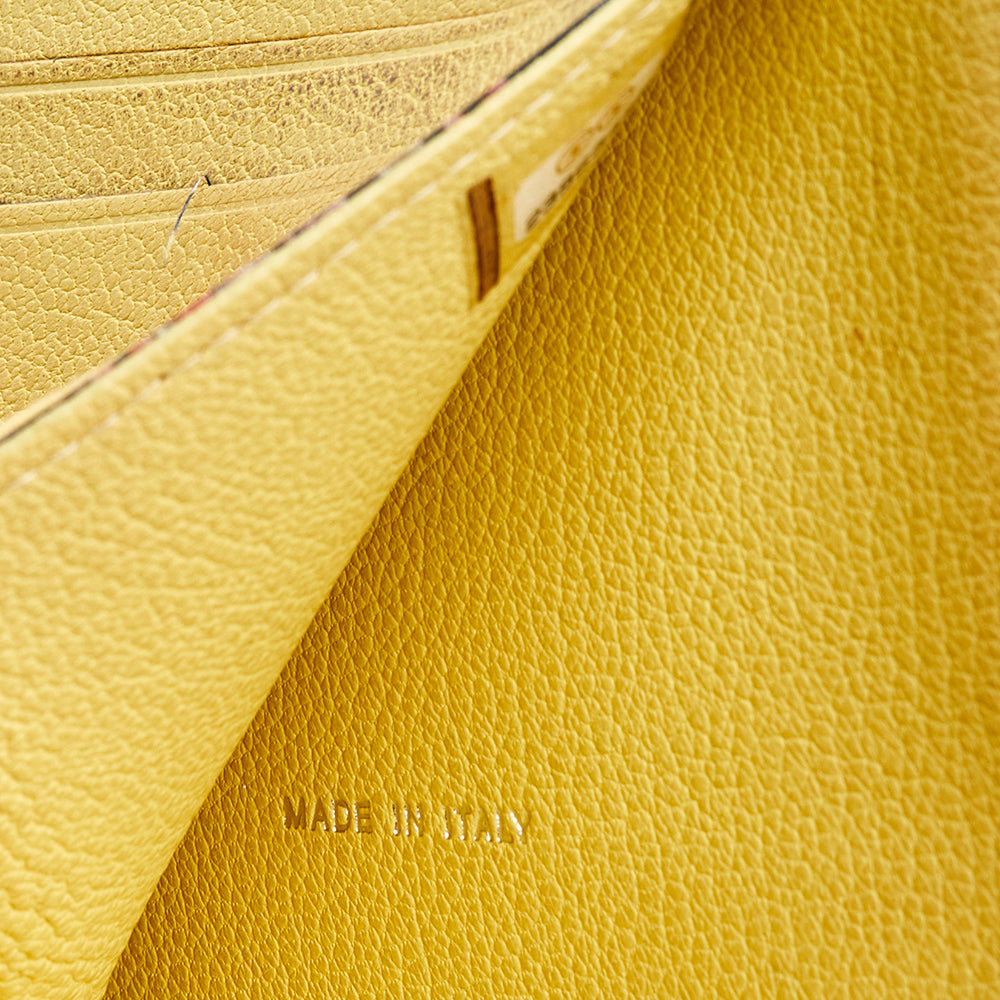 CHANEL Yellow Leather Trifold Wallet