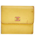 CHANEL Yellow Leather Trifold Wallet
