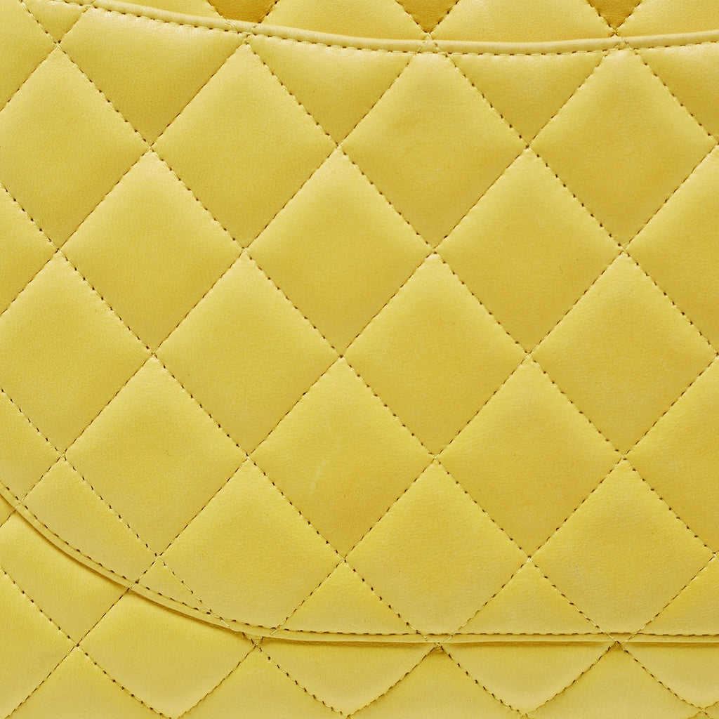 Chanel Yellow Quilted Leather Maxi Classic Single Flap Shoulder Bag
