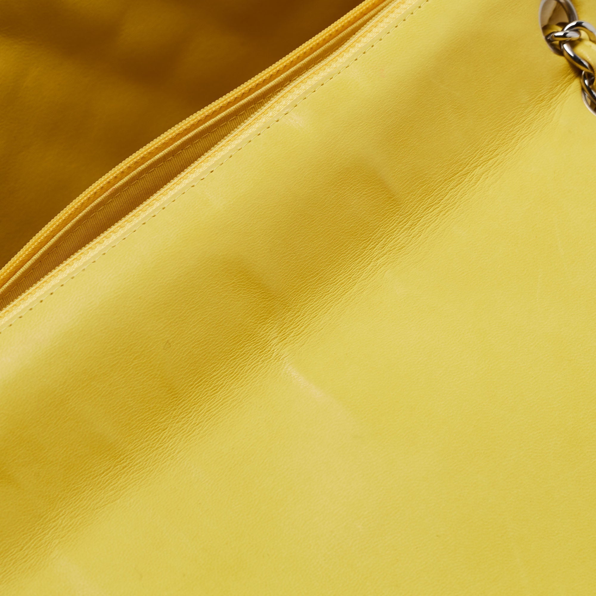 Chanel Yellow Quilted Leather Maxi Classic Single Flap Shoulder Bag