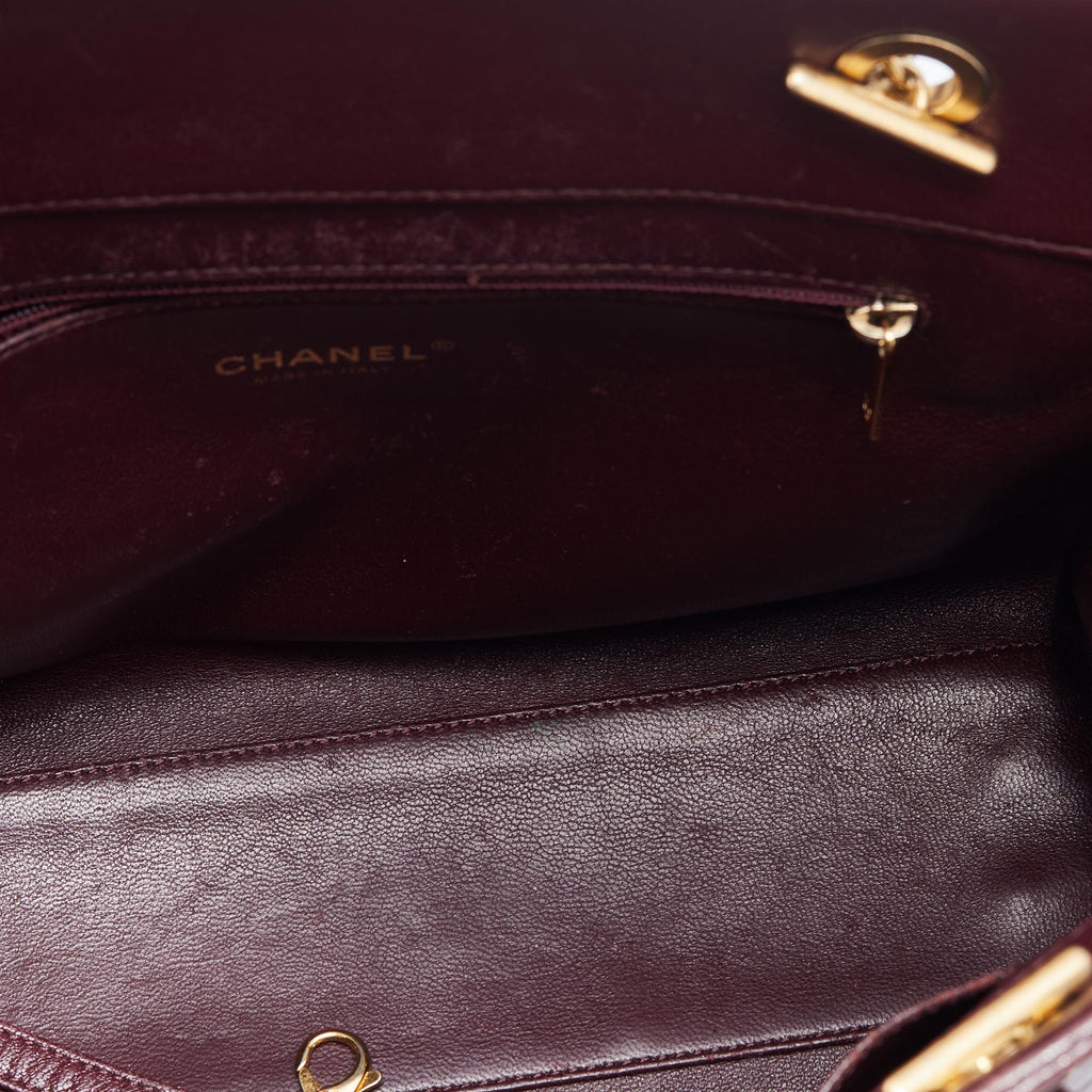 Chanel Burgundy Chevron Quilted Leather Collar and Tie Flap Bag