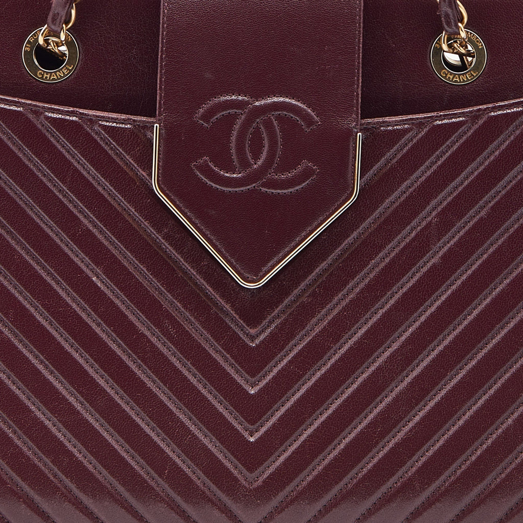 Chanel Burgundy Chevron Quilted Leather Collar and Tie Flap Bag