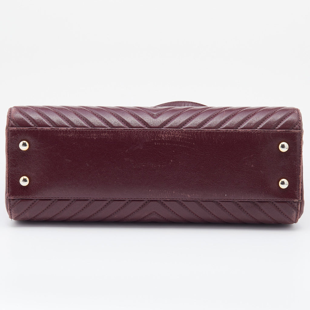 Chanel Burgundy Chevron Quilted Leather Collar and Tie Flap Bag