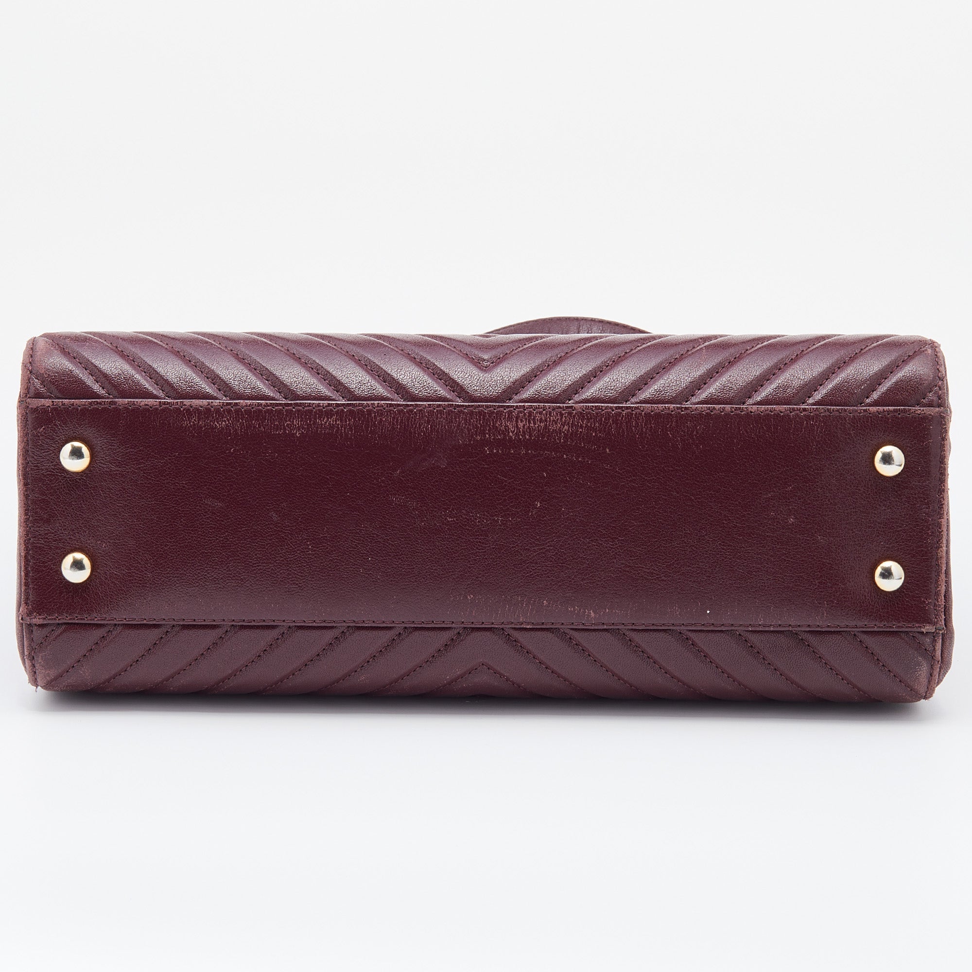 Chanel Burgundy Chevron Quilted Leather Collar and Tie Flap Bag