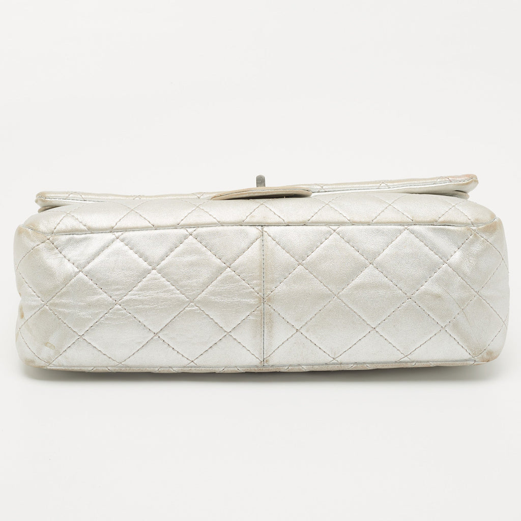Chanel Silver Quilted Leather Reissue 2.55 Classic 227 Flap Bag