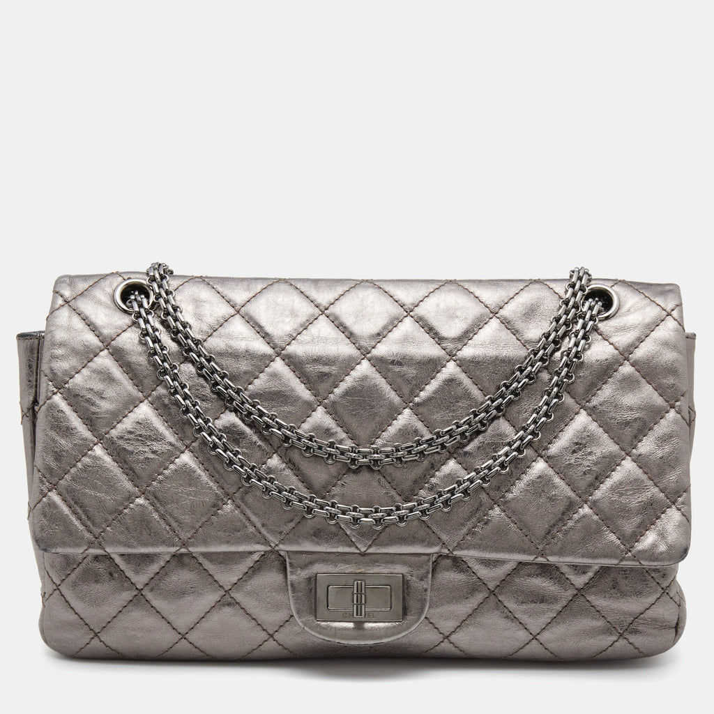 Chanel Metallic Quilted Aged Leather Reissue 2.55 Classic 227 Flap Bag