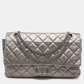 Chanel Metallic Quilted Aged Leather Reissue 2.55 Classic 227 Flap Bag