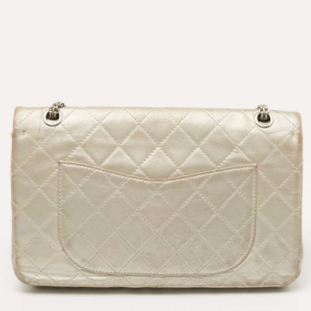 CHANEL Silver Quilted Leather 227 Reissue 2.55 Flap Bag