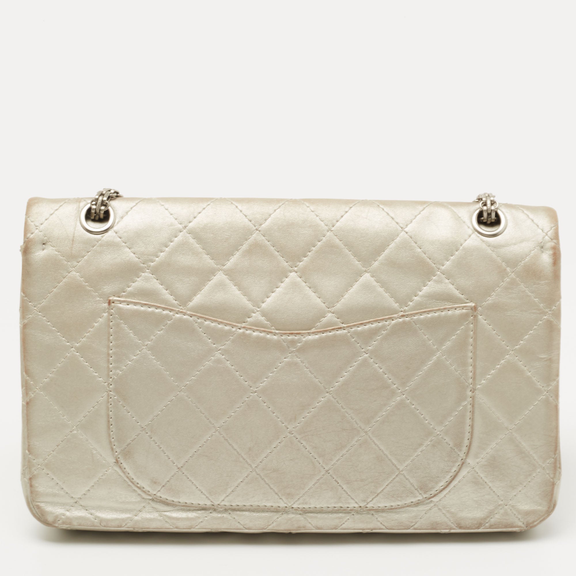 CHANEL Silver Quilted Leather 227 Reissue 2.55 Flap Bag