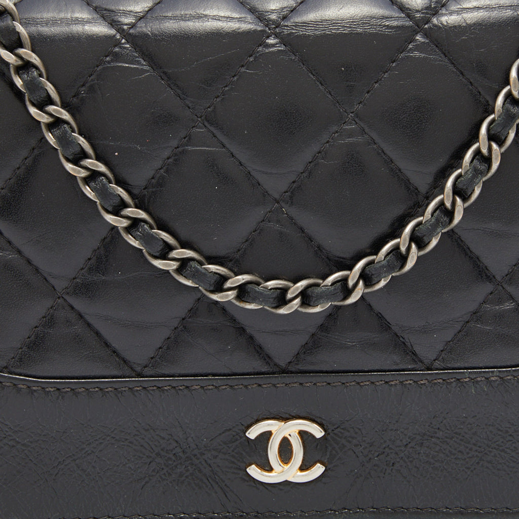 Chanel Black Quilted Leather CC Gabrielle Wallet On Chain
