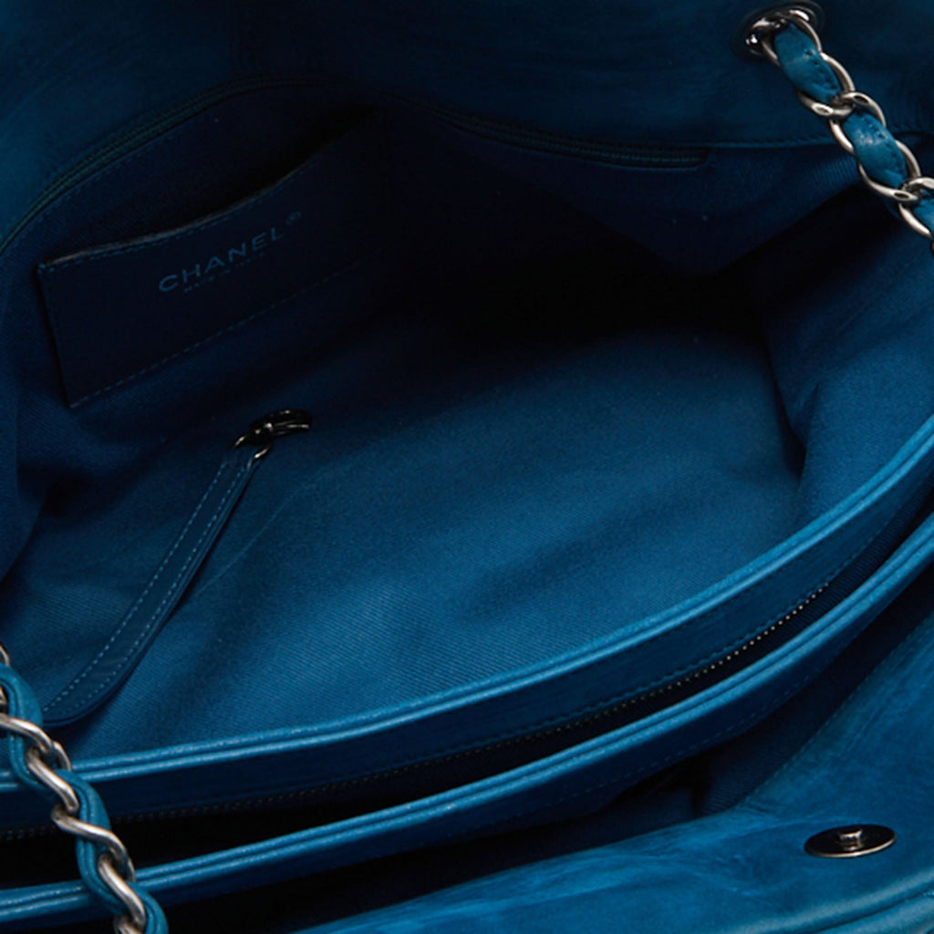 CHANEL Teal Blue Quilted Leather Just Mademoiselle Bowler Bag