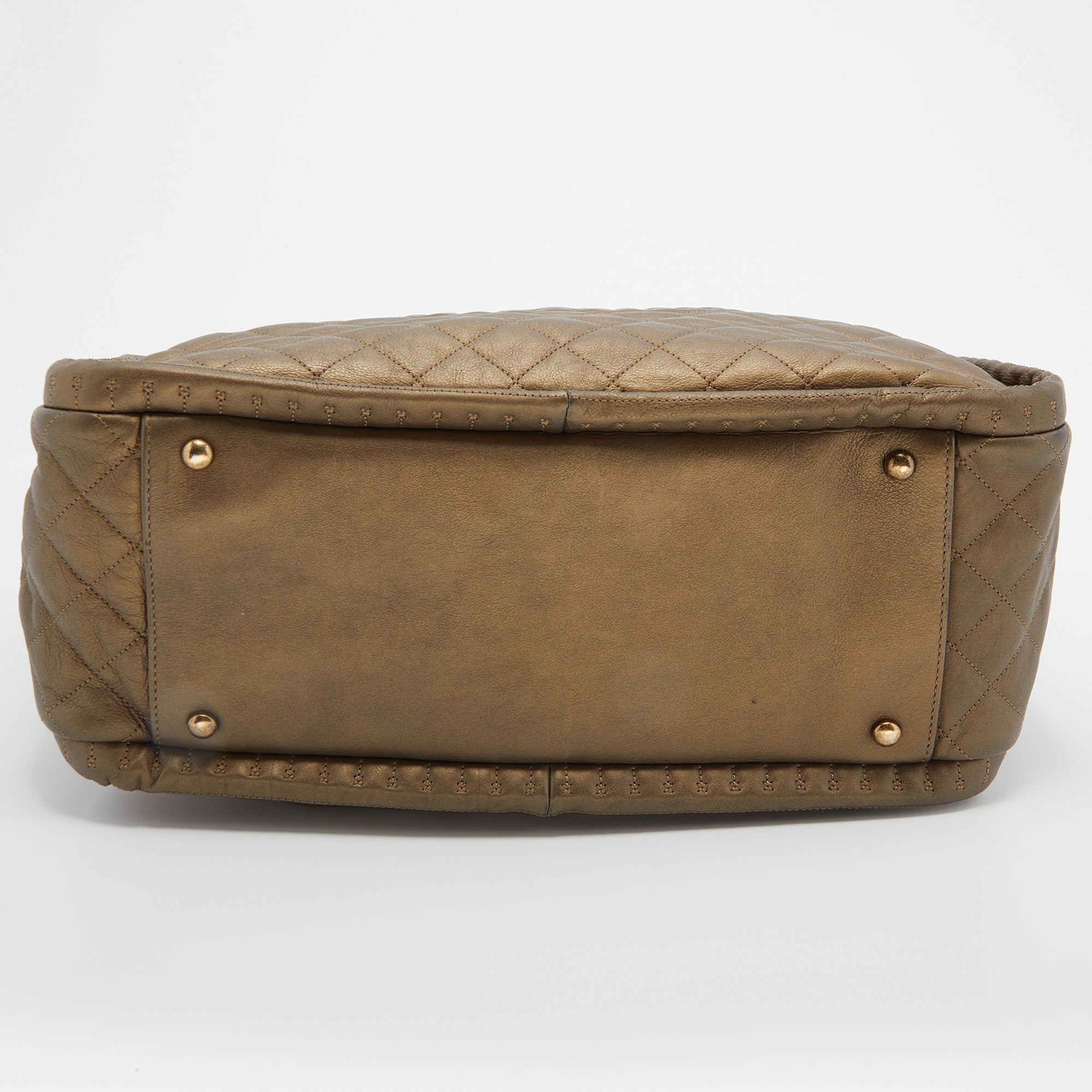 Chanel Metallic Brown Quilted Leather Petite Shopping Timeless Tote