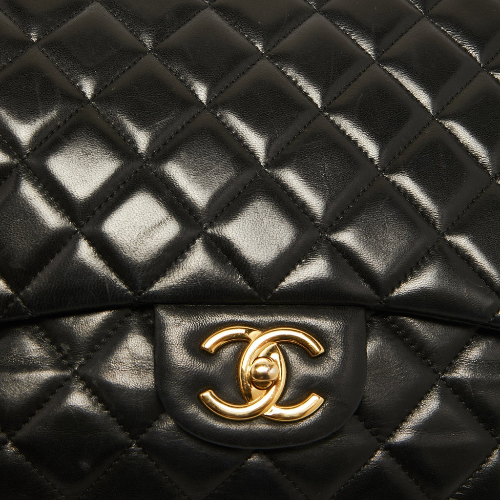 Chanel Black Quilted Leather Maxi Classic Double Flap Bag