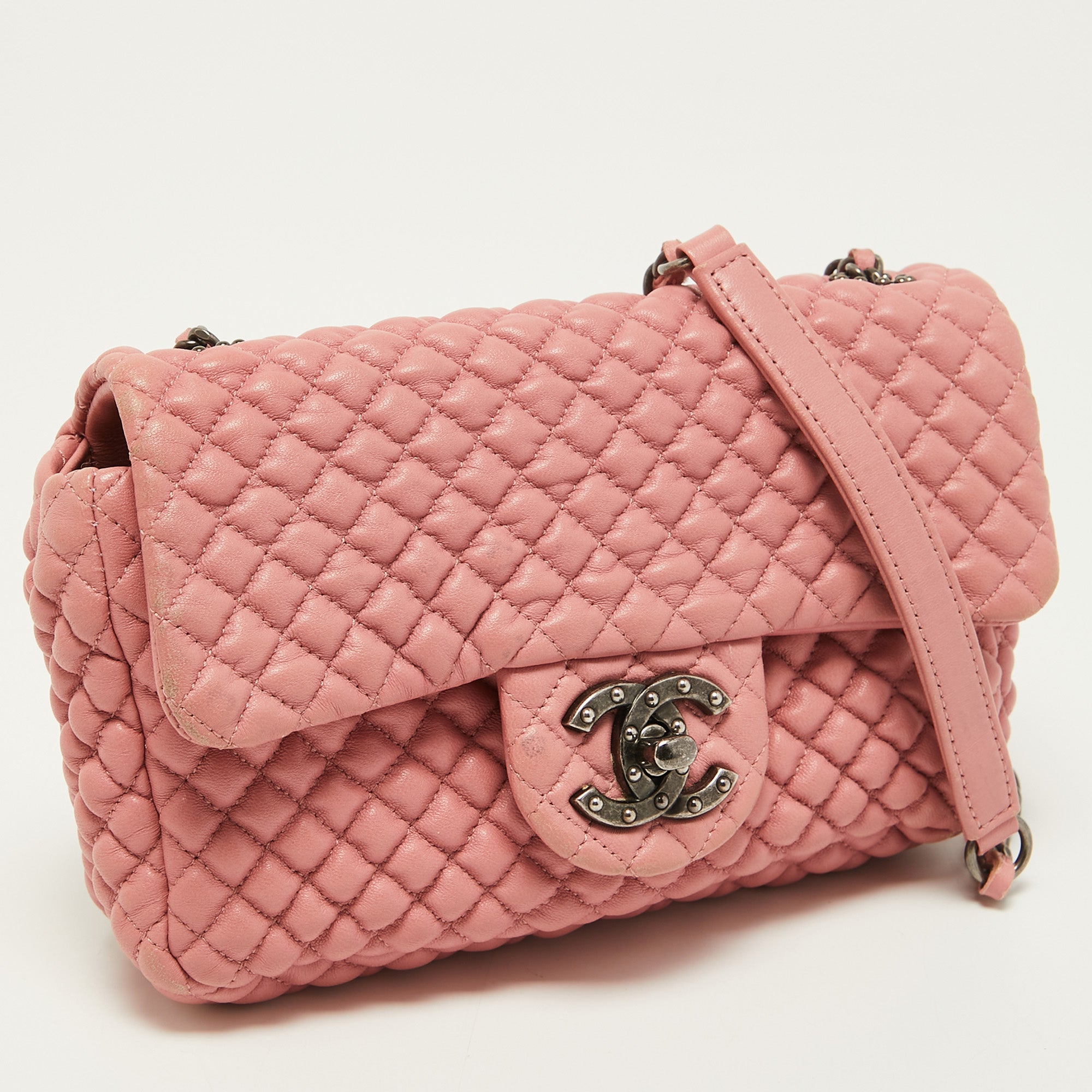 Chanel Pink Microquilted Leather Mini CC Flap Bag