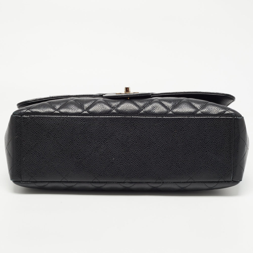 Chanel Black Quilted Caviar Leather Maxi Classic Single Flap Bag