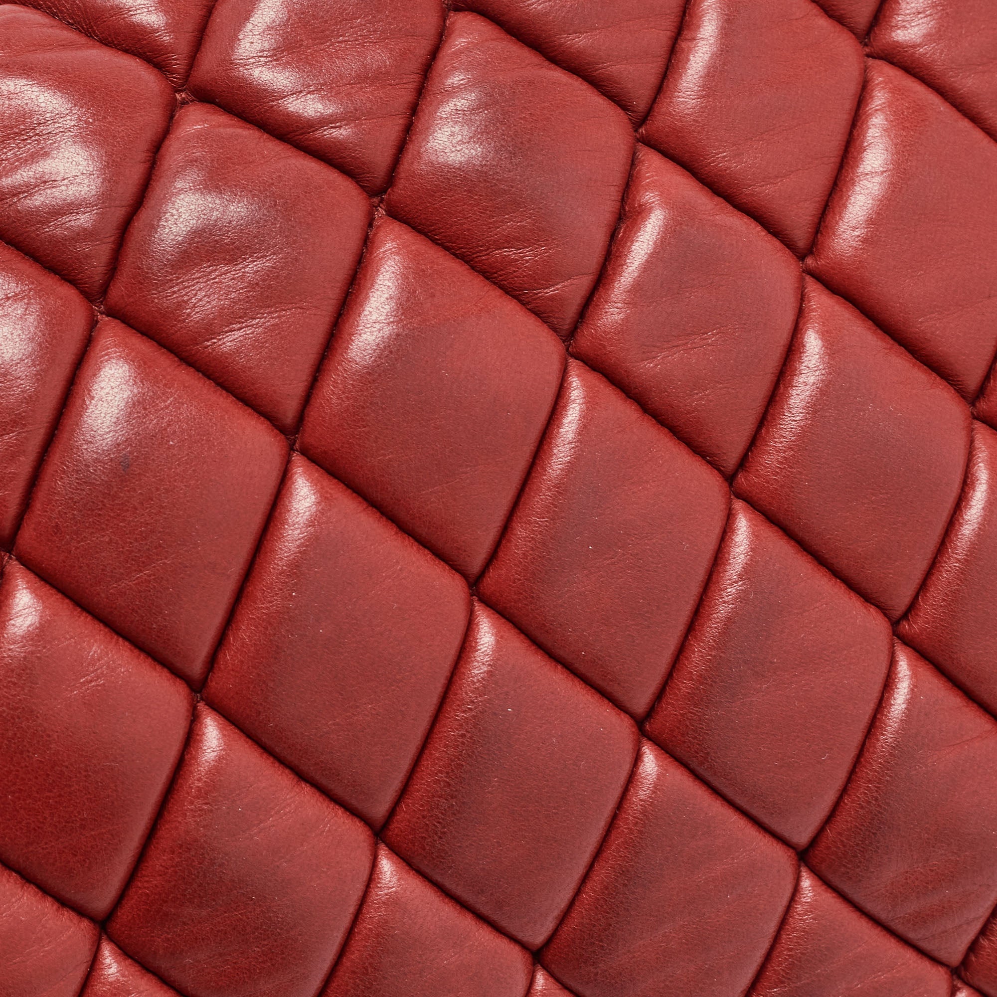 Chanel Red Bubble Quilted Leather Flap Shoulder Bag