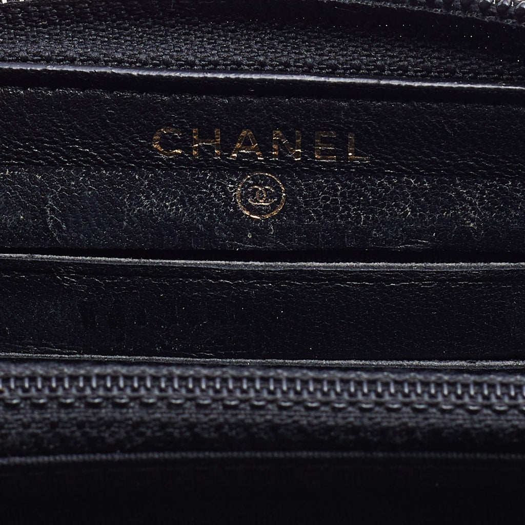 CHANEL Black Quilted Leather Boy Zip Around Wallet