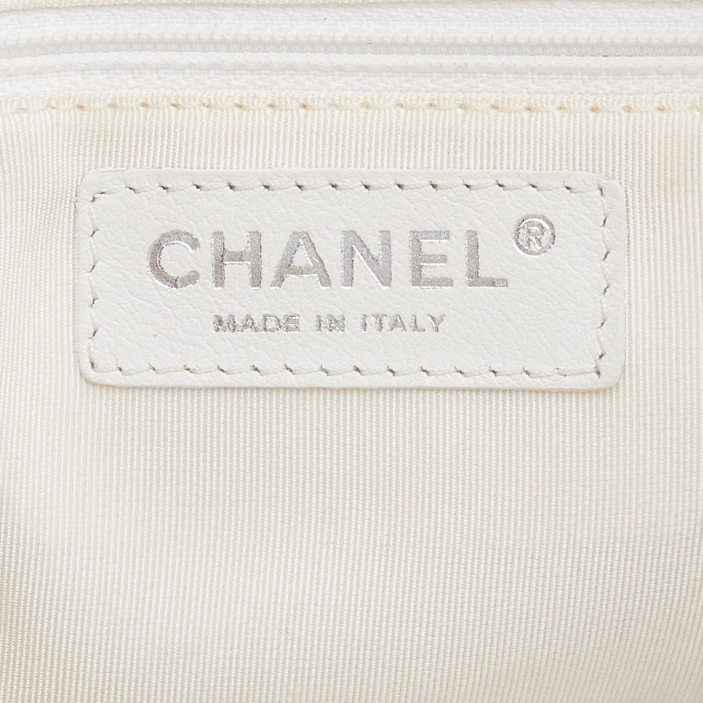 CHANEL Off White Double Quilt Leather Bowler Bag